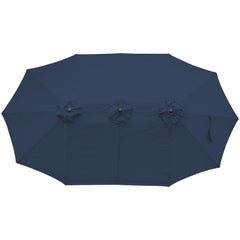 15' Outdoor Patio Market Umbrella With Hand Crank  Navy Blue
