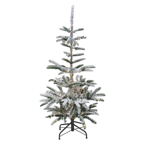 Real Touch™? Pre-Lit Slim Flocked Nordmann Fir Artificial Christmas Tree - 4.5' - Warm Clear LED Lights