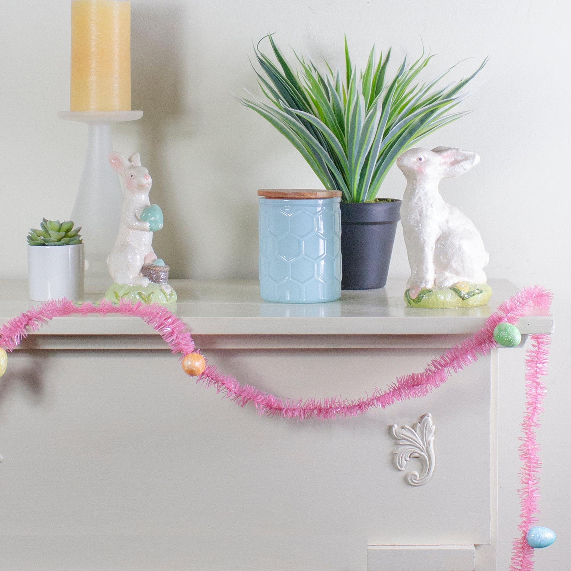  NorthLight Easter Egg Garland Pink,  25' - Pink - Bonton