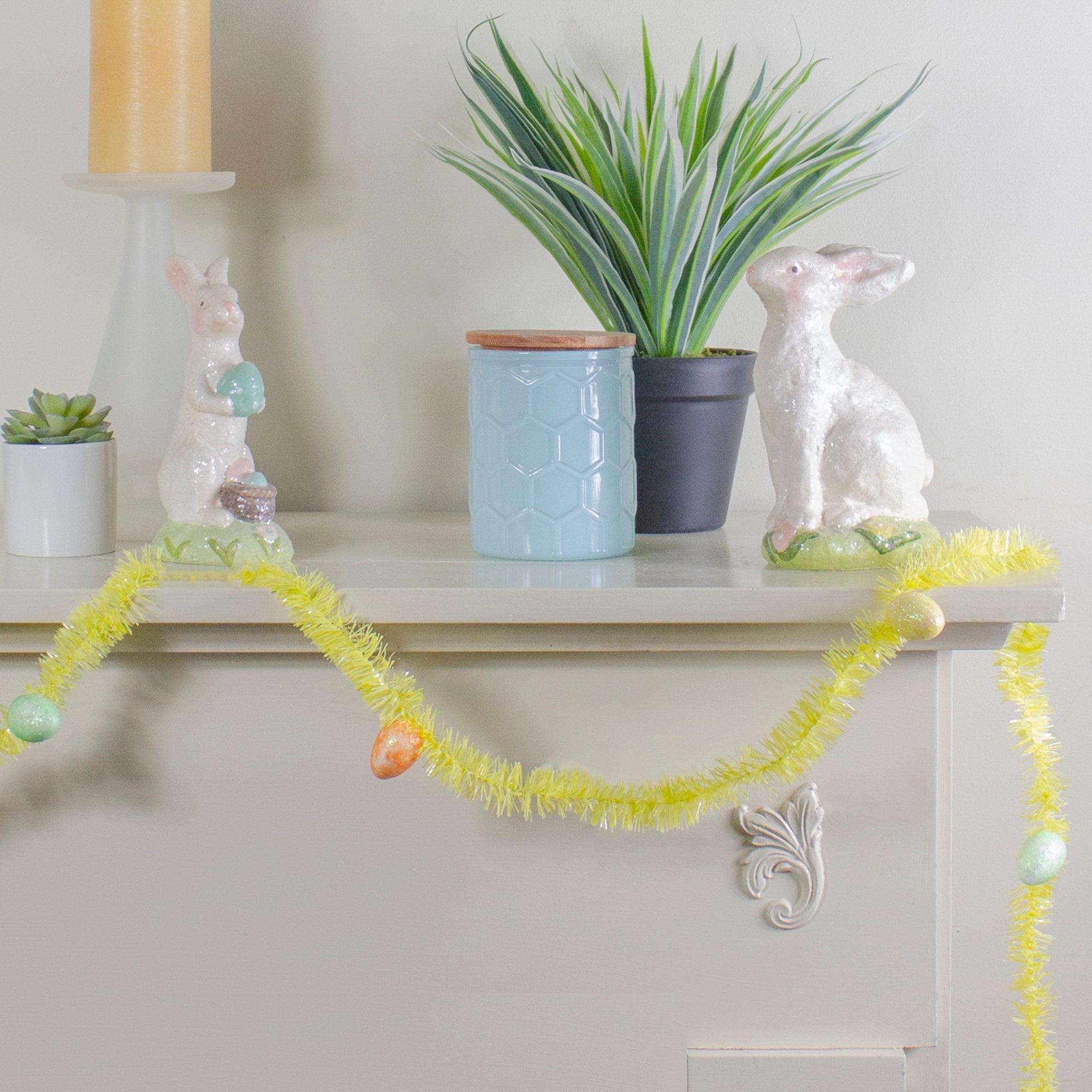  NorthLight Yellow Spring Tinsel Artificial Garland with Easter Eggs - Yellow - Bonton