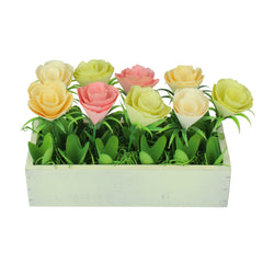 9.5" Yellow and White Potted Springtime Artificial Flowers