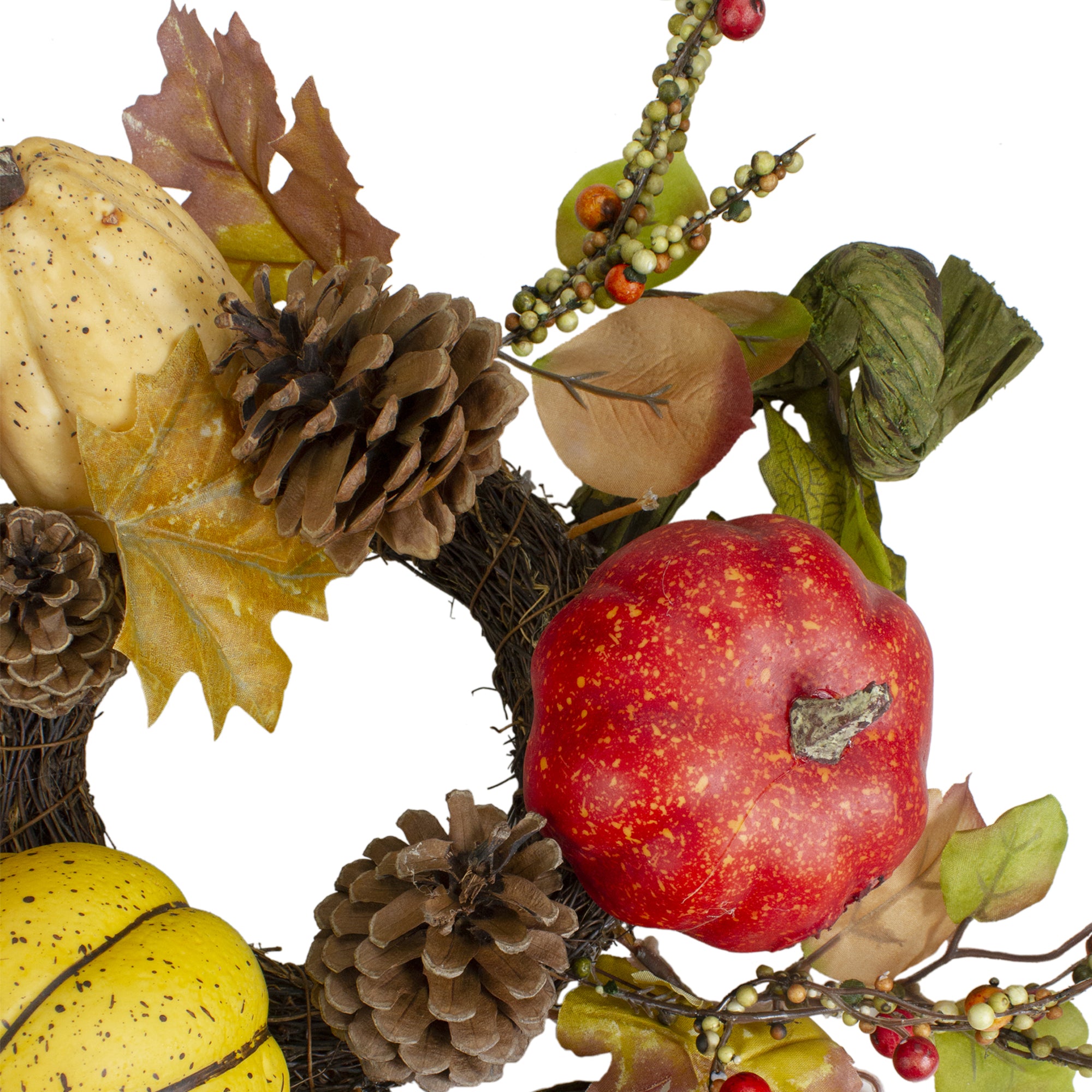  Northlight Pumpkin  Berries  Foliage and Pine Cone Fall Harvest Wreath - 13 Inch  Unlit - Default Title - Bonton