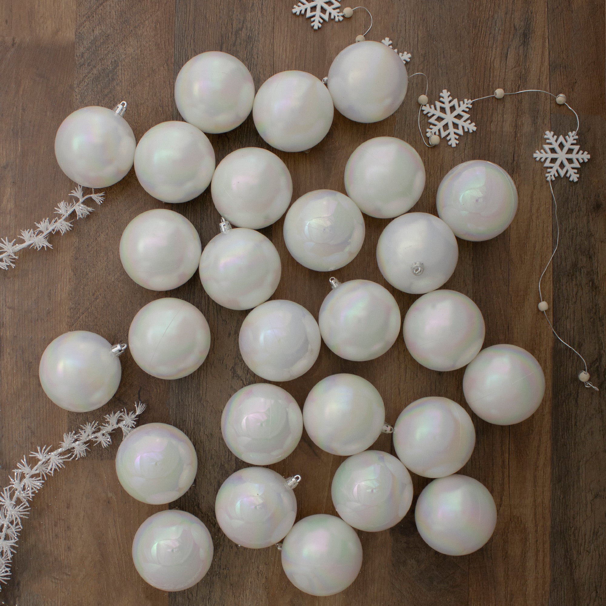 Northlight 32ct White Iridescent Shatterproof Shiny Christmas Ball Ornaments 3.25
