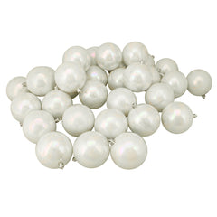 32ct White Iridescent Shatterproof Shiny Christmas Ball Ornaments 3.25" (80mm)