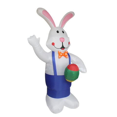 Inflatable Lighted Standing Easter Bunny With Egg Outdoor Decoration - 7'