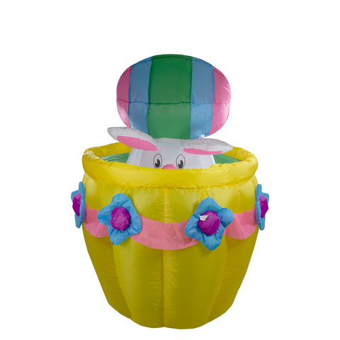 Lighted and Animated Inflatable Easter Bunny Basket Outdoor Decoration - 5.5' -