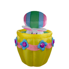Lighted and Animated Inflatable Easter Bunny Basket Outdoor Decoration - 5.5' -