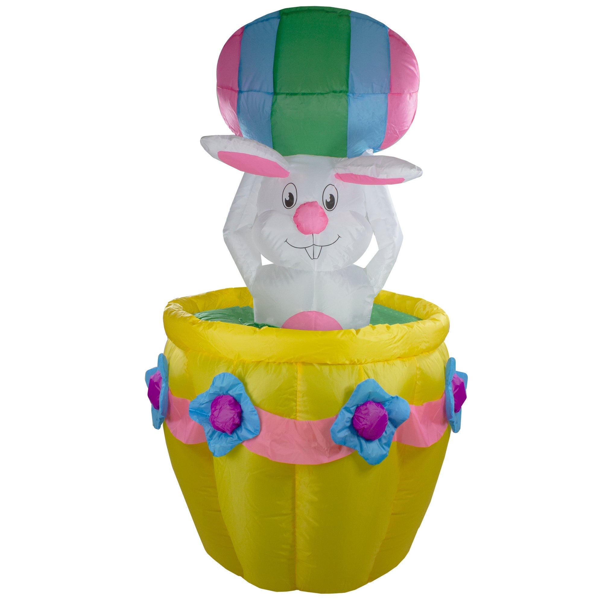  Inflatable Easter Bunny Lighted Basket, 5.5' - Green - Bonton