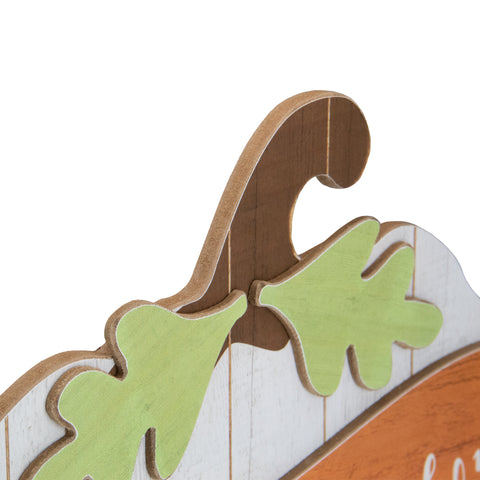 19" White Wooden Pumpkin Favorite Season Hanging Wall Sign