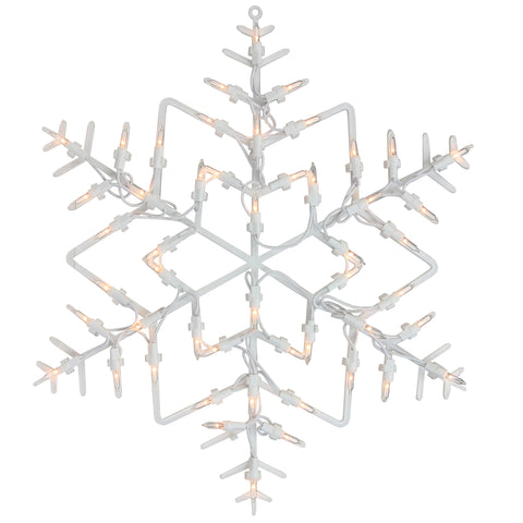 16" White Lighted Snowflake Christmas Window Silhouette