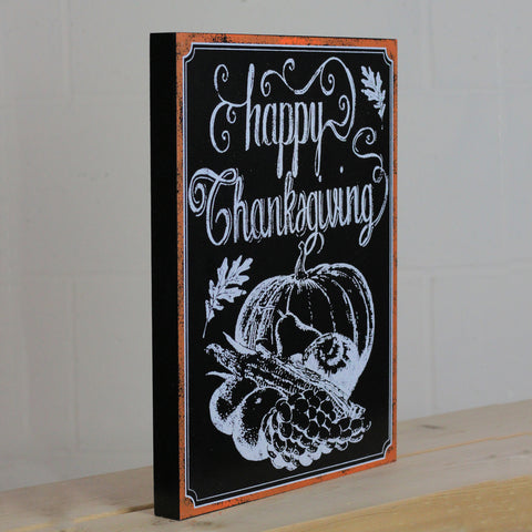 14" Holiday Inspired Framed "Happy Thanksgiving" Chalkboard Wall Art