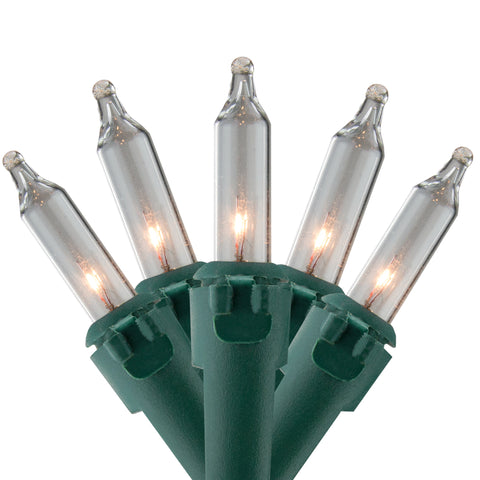100-Count Clear Mini Christmas Light Set  20.25ft Green Wire