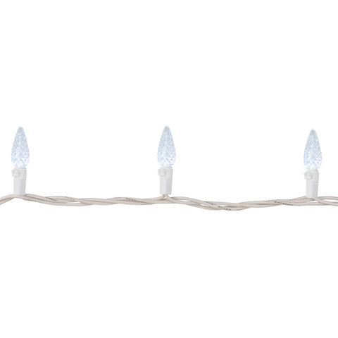 70-Count Pure White LED Faceted C6 Christmas Lights  23 Ft White Wire