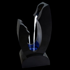 31.5" Black Lighted Modern Outdoor Garden Water Fountain