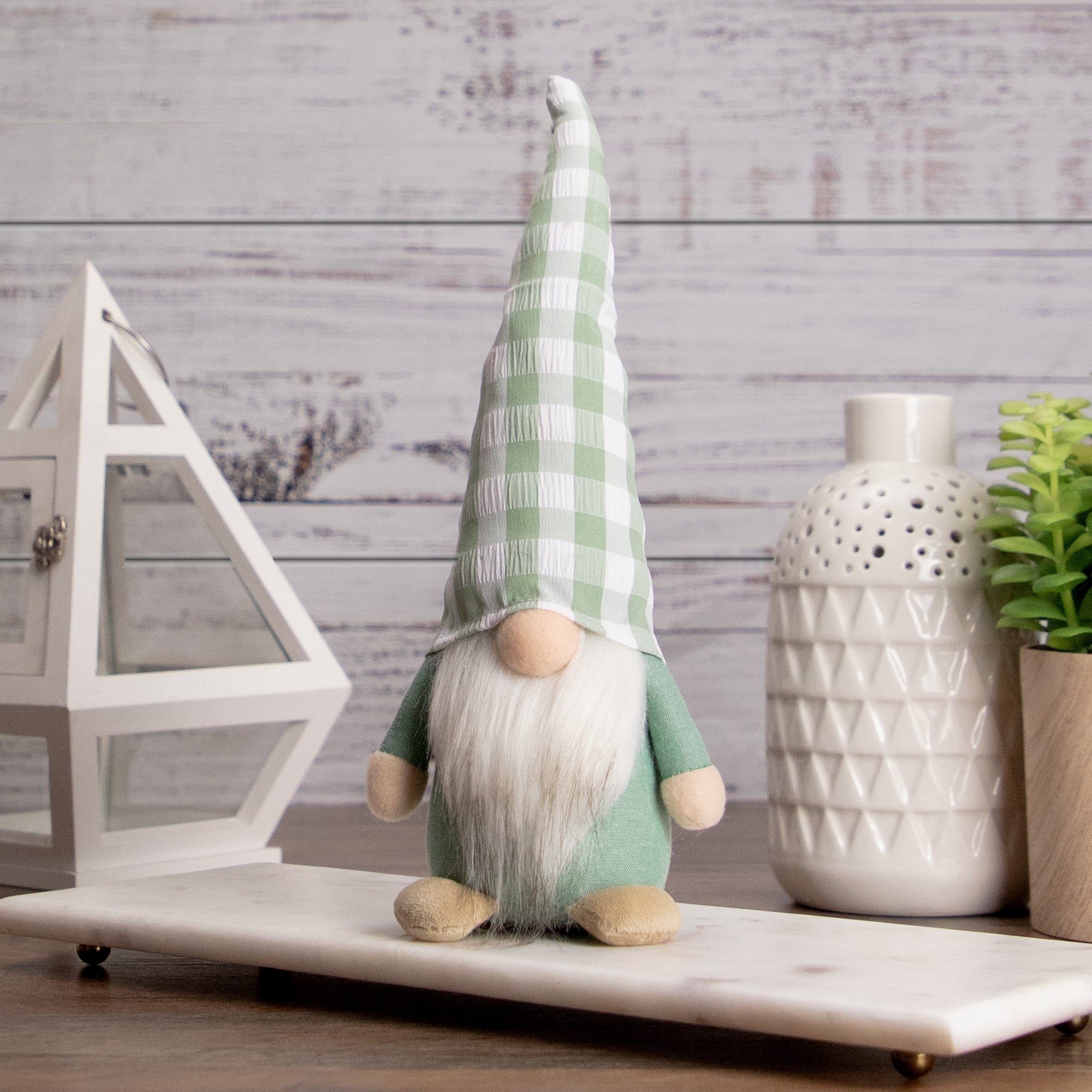  Spring Gnome with Green Plaid Hat, 12.25