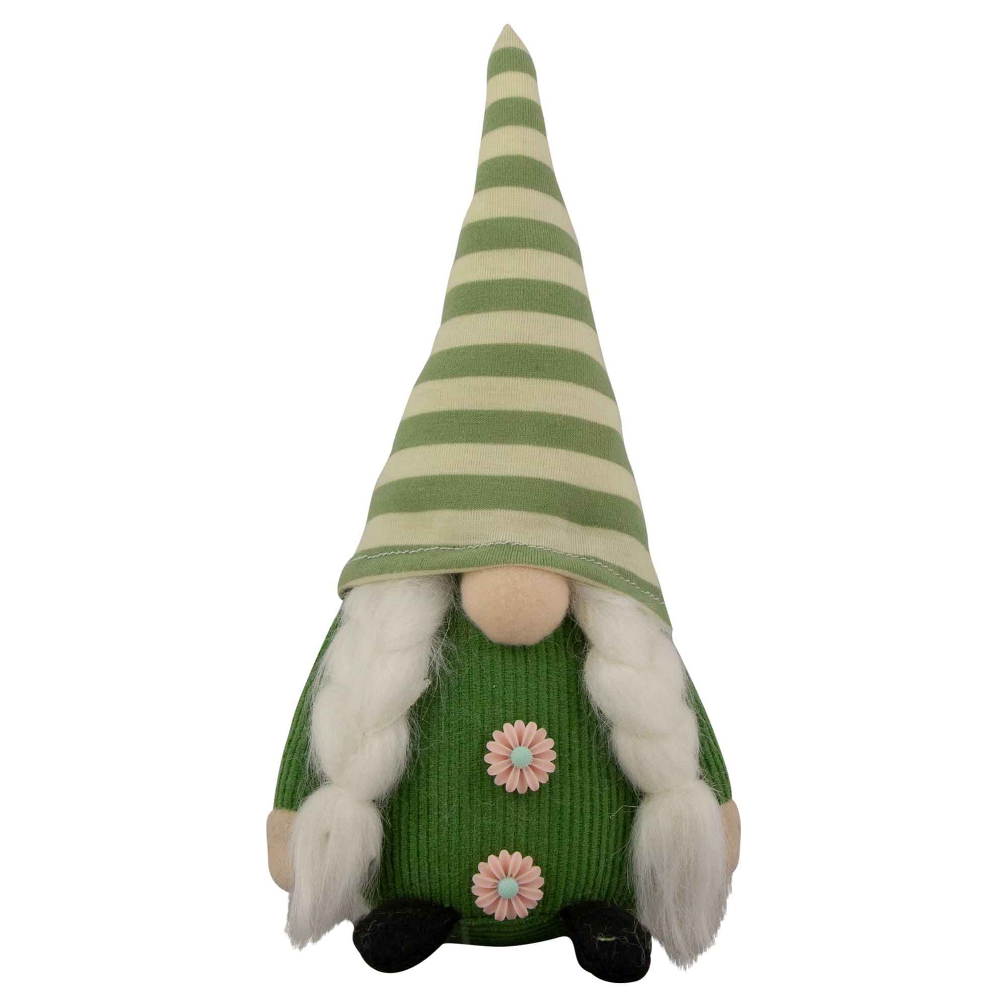  NorthLight Green Striped Hat Girl Springtime Gnome, 9.25