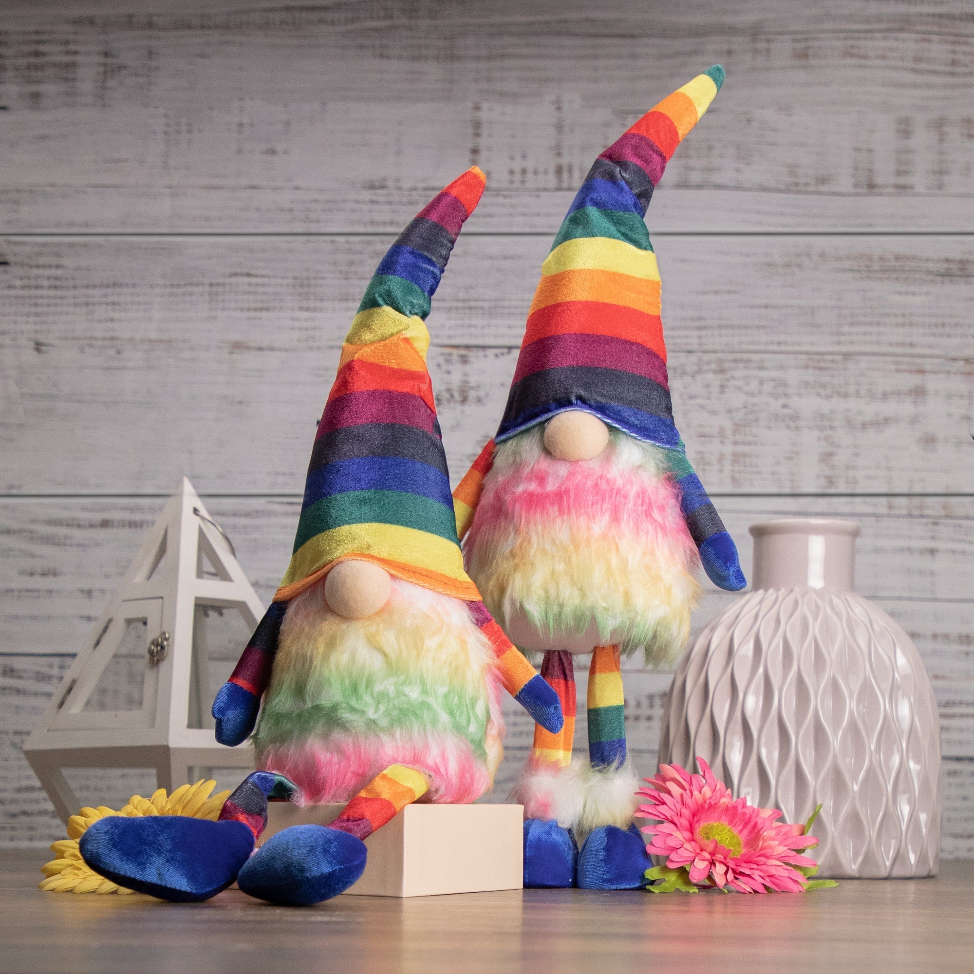  Bright Rainbow Striped Springtime Gnome, 20.5