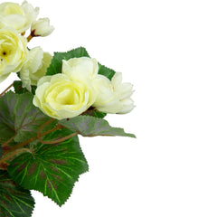 11" Cream Potted Silk Begonia Spring Artificial Floral Arrangement