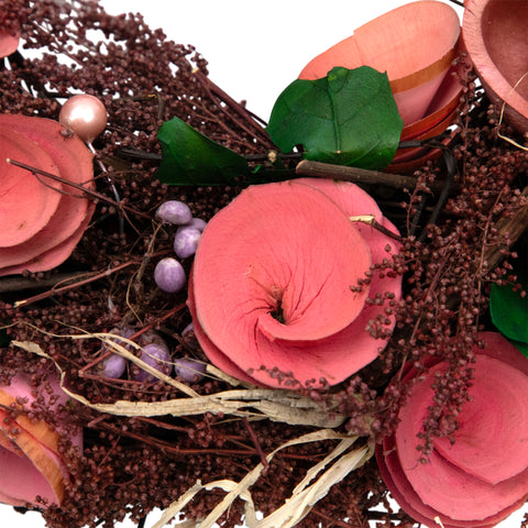 12" Pink Floral  Berry and Twig Artificial Spring Wreath