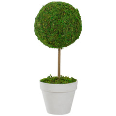 Green Reindeer Moss Ball Faux Topiary Tree, 16"