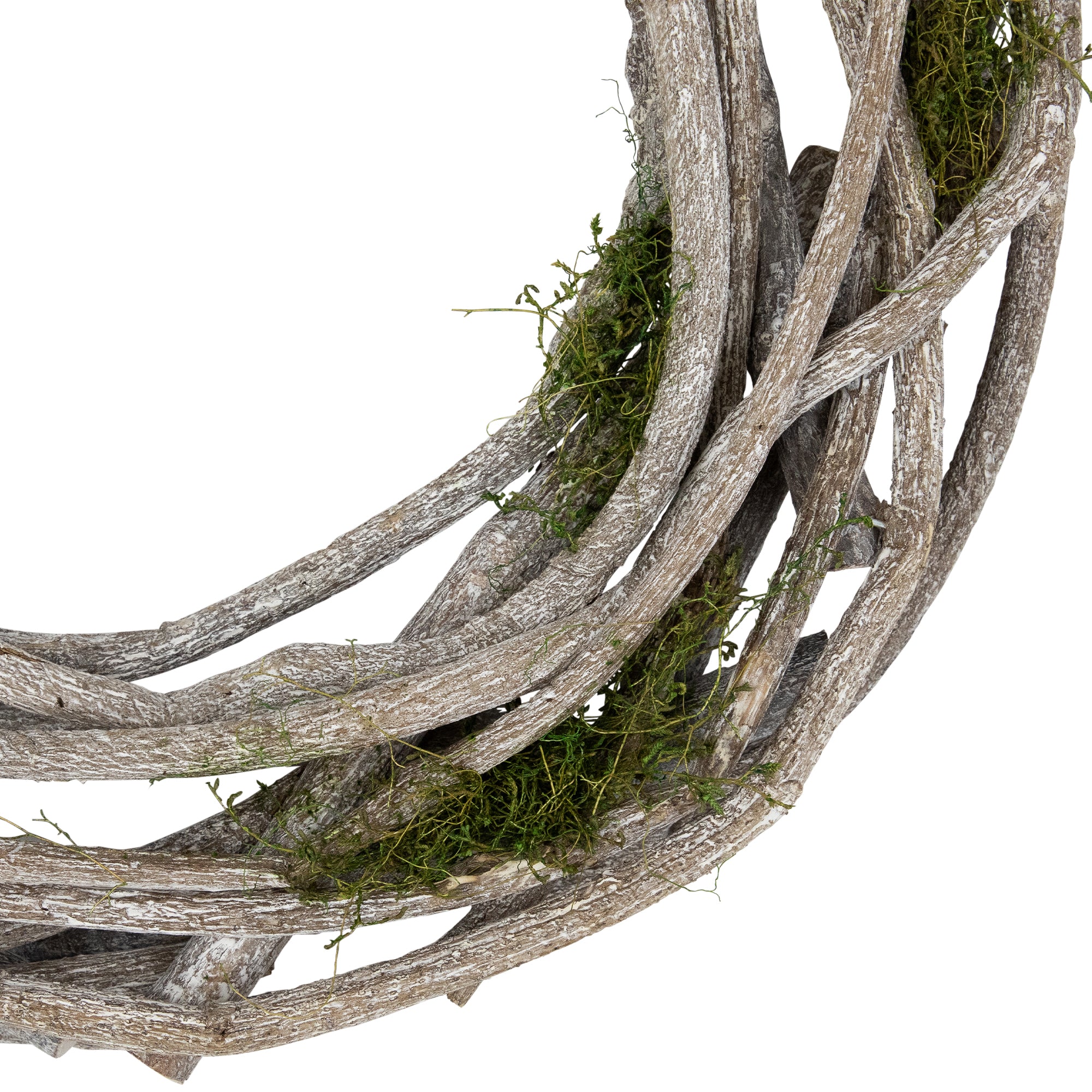  Northlight Twig and Moss Artificial Weathered Spring Wreath - 14.5