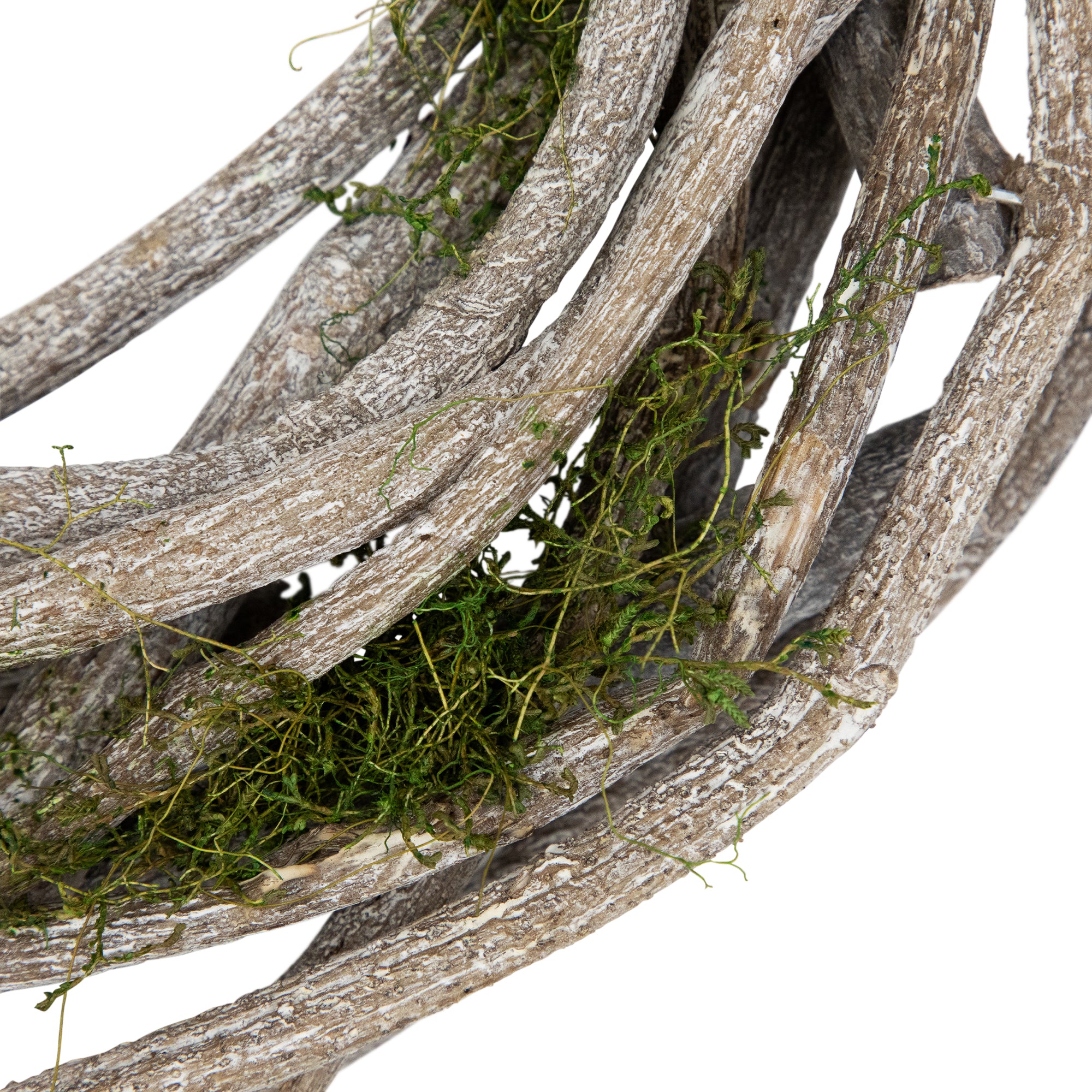  Northlight Twig and Moss Artificial Weathered Spring Wreath - 14.5