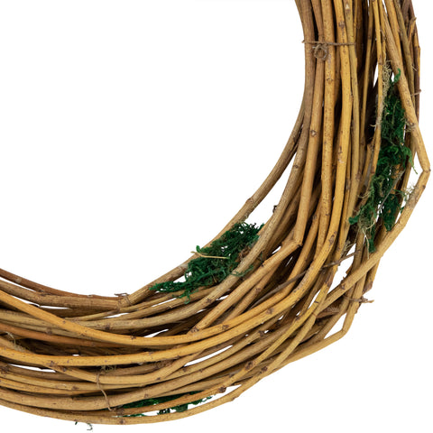 Natural Grapevine and Twig Oval Spring Wreath With Moss - 15.25"