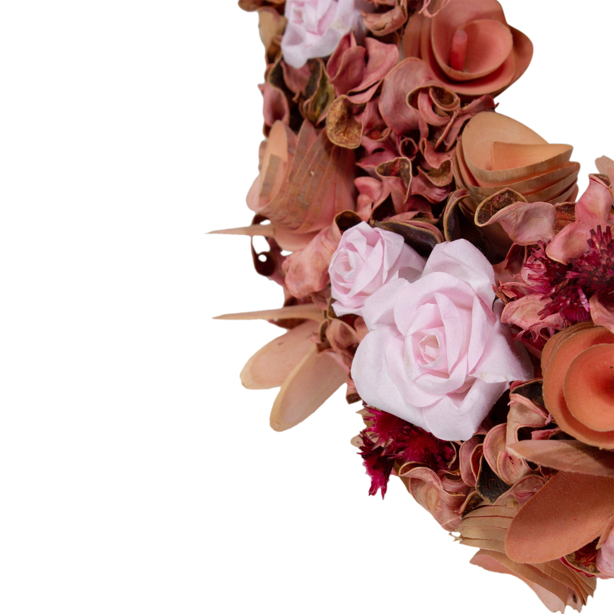 Northlight Roses and Wooden Flowers Artificial Spring Wreath - 12