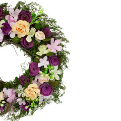 14" Purple and Green Floral  Berries and Twig Artificial Spring Floral Wreath