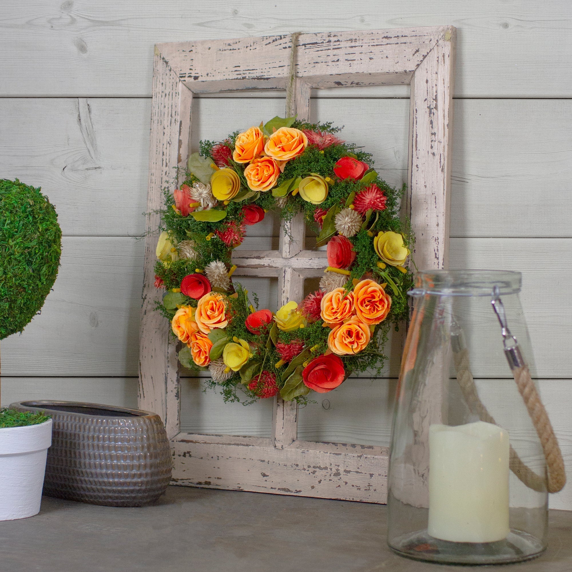  Dried Floral with Moss & Twigs Wreath, 12