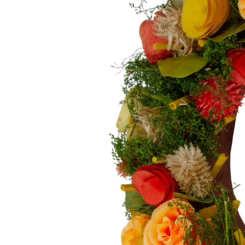 12" Wooden and Dried Floral With Moss and Twigs Spring Wreath - Unlit