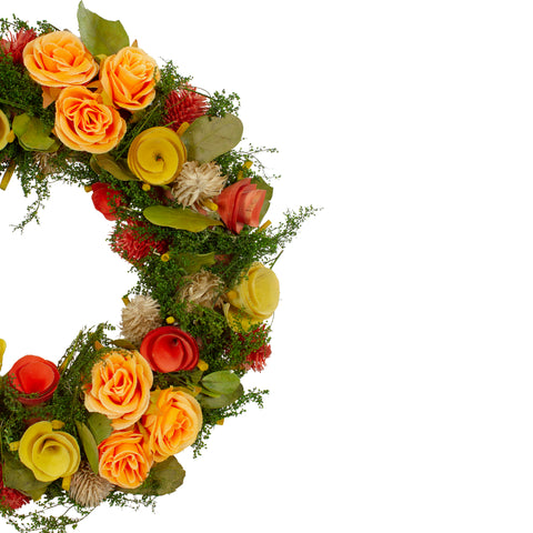 12" Wooden and Dried Floral With Moss and Twigs Spring Wreath - Unlit