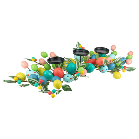 32" Colorful Easter Egg Pillar Candle Holder Centerpiece