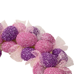 Glittered Easter Egg Wreath - 20" - Pink and Purple