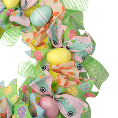 Pastel Easter Egg and Ribbons Wreath  22-Inch  Unlit