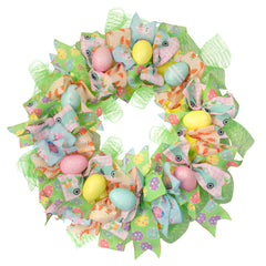 Pastel Easter Egg and Ribbons Wreath  22-Inch  Unlit