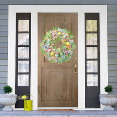 Pastel Easter Egg and Ribbons Wreath  22-Inch  Unlit