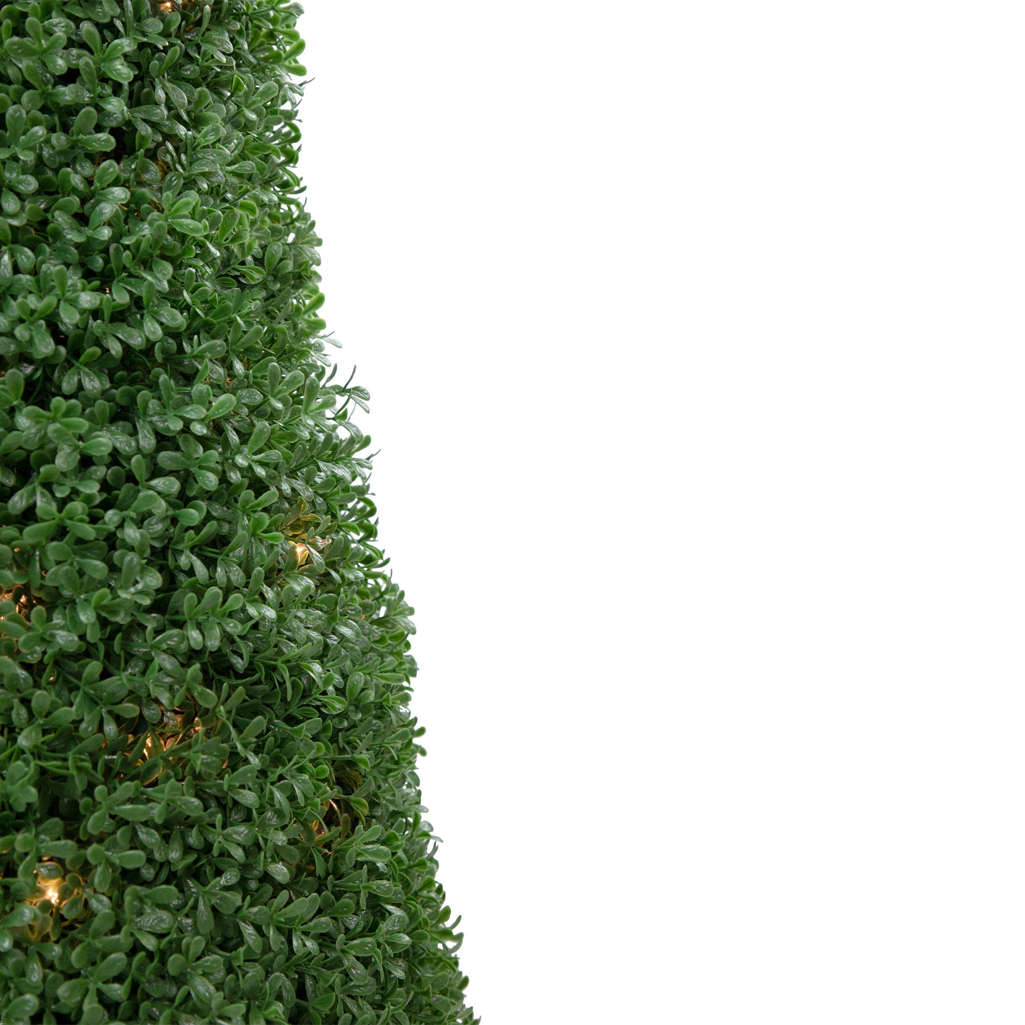  4' Pre-Lit Artificial Boxwood Cone Topiary Tree with Round Pot Clear Lights - Green - Bonton