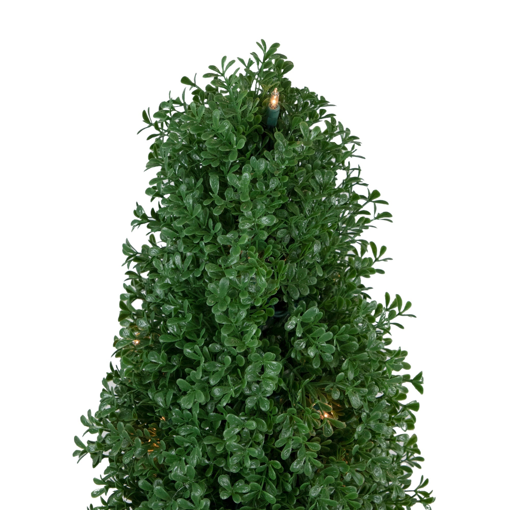  4' Pre-Lit Artificial Boxwood Cone Topiary Tree with Round Pot Clear Lights - Green - Bonton