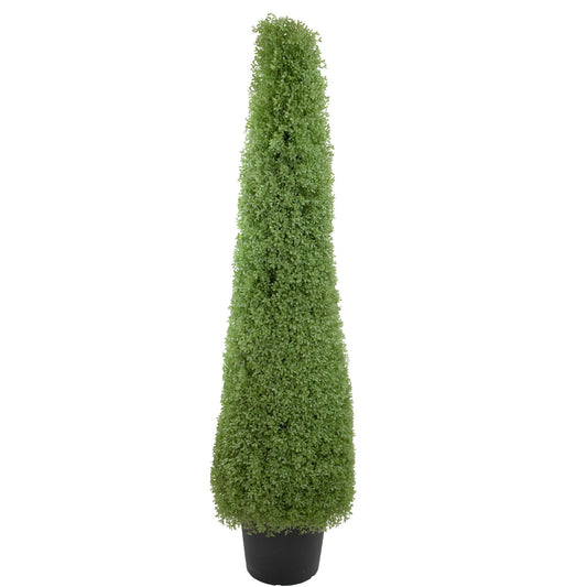 5' Artificial Boxwood Cone Topiary Tree with Round Pot Unlit