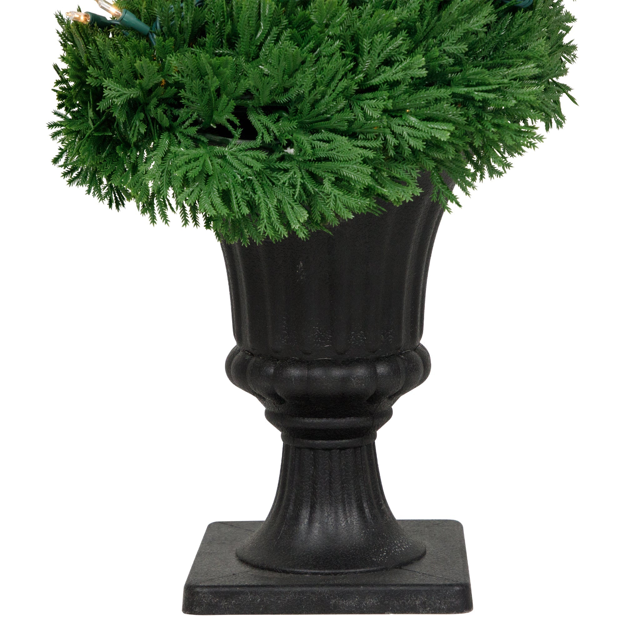  5.5' Pre-Lit Artificial Cedar Spiral Topiary Tree in Urn Style Pot Clear Lights - Green - Bonton