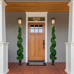 Real Touch™ Pre-Lit Artificial Cedar Spiral Topiary Tree  Clear Lights - 5.5'