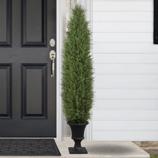 5' Artificial Cedar Pine Arborvitae Tree in Urn Style Pot Unlit