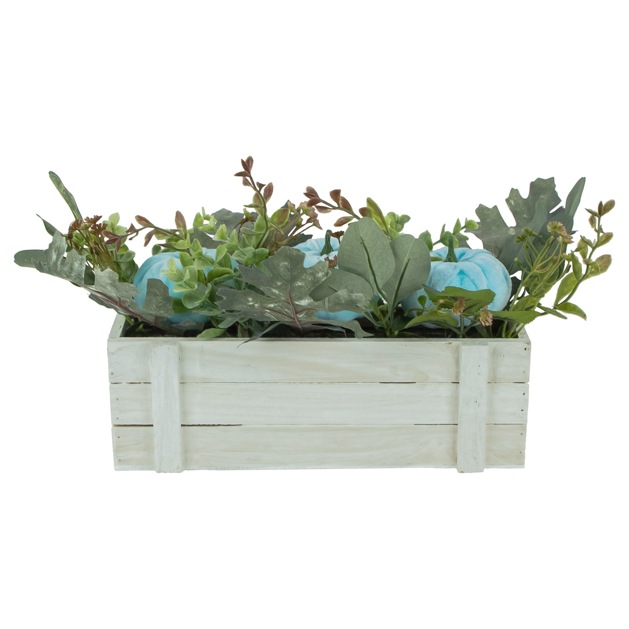  Northlight Fall Harvest Foliage and Pumpkins in Wooden Planter - 18