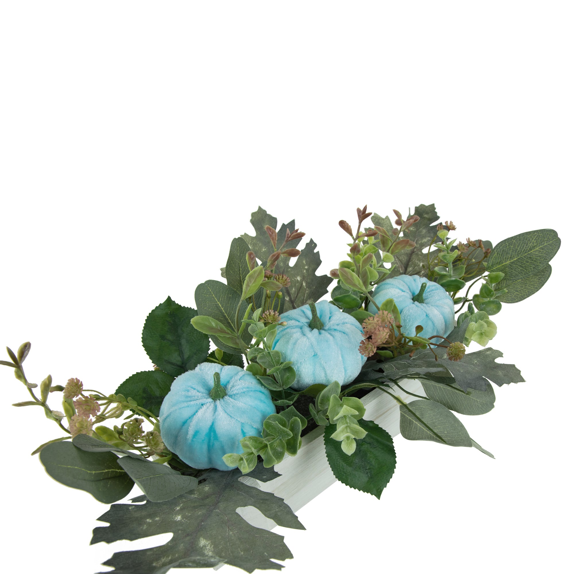  Northlight Fall Harvest Foliage and Pumpkins in Wooden Planter - 18