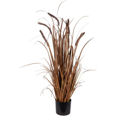 40" Potted Brown Artificial Onion Grass Plant