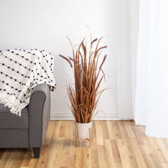 40" Potted Brown Artificial Onion Grass Plant