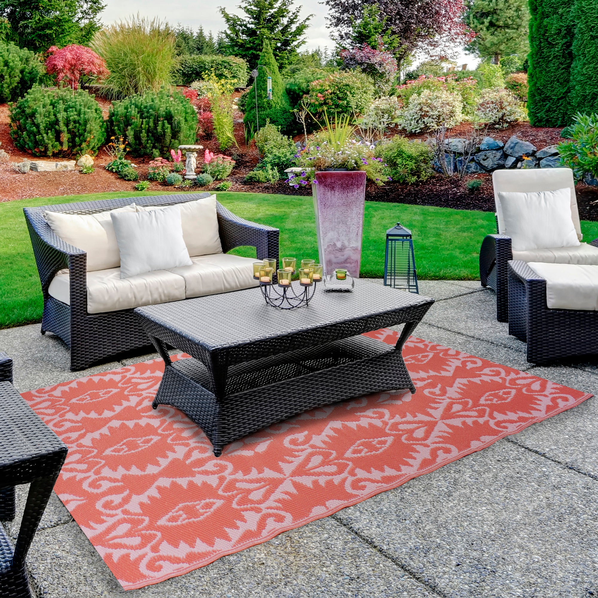  Northlight 4' X 6' Pink Abstract Pattern Rectangular Outdoor Area Rug - Abstract - Bonton