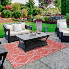 4' x 6' Pink Abstract Pattern Rectangular Outdoor Area Rug