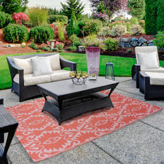 4' X 6' Pink Abstract Pattern Rectangular Outdoor Area Rug